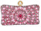 Boutique De FGG Pochette en cristal avec fermoir perle pour femme, sac de soirée, sac à main de mariage, pochette de fête, pochette à strass, mini, rose, Small