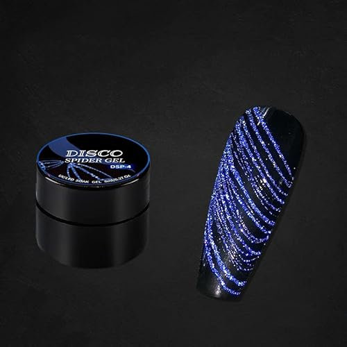 Einfarbig/leuchtend/Bling Glitzern Disko Spinne Gel,21 Farben Nagel Kunst Drahtziehgel zum Ziehen von Linien,neues verbessertes Matrixgel mit Gelfarbe (Glitzer Spinnengel, DSP04#Blau)