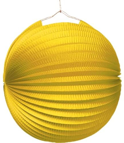 Bunte Lampions aus Papier als Deko für Geburtstag oder Party | Ø22cm, flammhemmend, mit Metallbügel | Papierlampion Laterne Lampion Partydeko, Farbe: Gelb