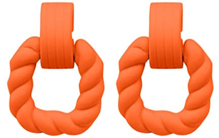 Rechteckige Ohrringe für Frauen Quadratische Acrylohrringe Geometrische Statement-Ohrringe Titanohrringe Für Männer (Orange, One Size)