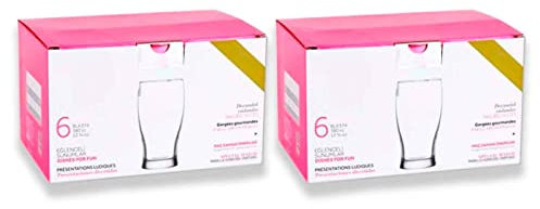 Tradineur - Pack de 2 Cajas de 6 Vasos Modelo Belek - 38 cl - Fabricado en Vidrio Resistente - Apto para lavavajillas - 12 Uds Totales