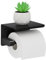 Fitrough Porte Papier Toilette avec Étagère Supérieure - Acier Inoxydable Support à Percer & Auto-Adhésif - Porte Rouleau Murale Noire pour Salle de Bains