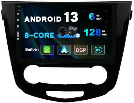 SXAUTO Android 14-6G+128G - IPS Autoradio Passt für Nissan Qashqai J11 X-Trail Rouge (2014-2018) - Wireless Carplay/Android Auto/DSP - Kamera + MIC - DAB SWC Fast-Boot 360-Camera - 2 Din 10.1 Zoll