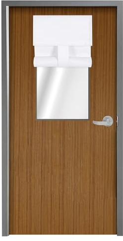 WdFour Classroom Lockdown Blackout Curtain 8W x 36L Bleach White，1 Panel. | No drill full blackout shades for classroom doors & windows, ideal for emergency lockdown and daily