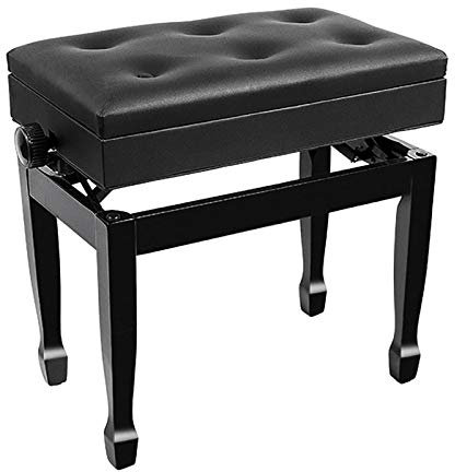 Klavierhocker, Klavierhocker, ergonomische Luxus-Klavierbank aus Holz, gepolsterter Sitz aus weichem Leder, mit Buchaufbewahrungsfach, robust und langlebig (höhenverstellbar), wunderschöne Landschaft