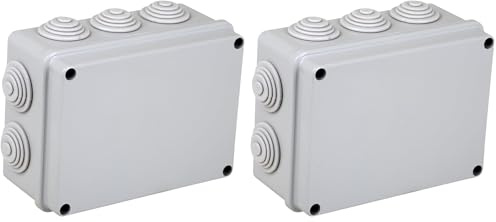 Electraline 60555 Cassetta di Derivazione da Parete, Misura 150x110 mm, IP55, Grigio (Confezione da 2)