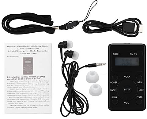 Récepteur Radio Numérique, Radios Casque Portables, Récepteur Radio Numérique de Poche Portable DAB/DAB+, Prise en Charge de la Radio Numérique Portable FM, Son Clair pour Voiture avec écouteurs