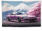 FeoYoed Jdm Car R33 Wandteppich, Wanddekoration, Wandkunst für Schlafzimmer, Wohnzimmer, japanischer Passepartout, Fuji, rosa Kirschblüte, 101,6 x 152,4 cm