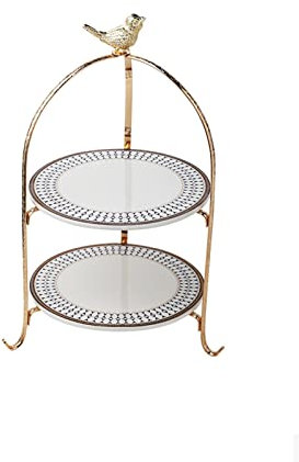 Soporte para Tartas Mesa de postre doble de tres niveles, soporte dorado for pastel de tres niveles, soporte de confitería, soporte de cerámica de vidrio for el hogar Bandejas para Tartas ( Color : C