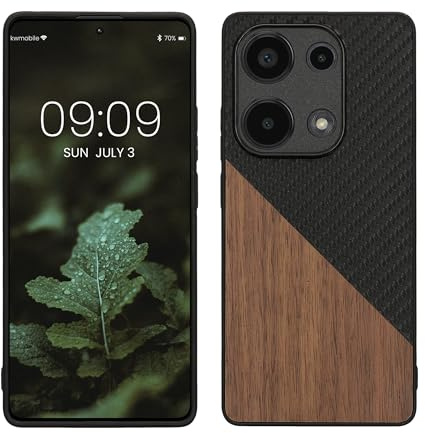kwmobile Hülle kompatibel mit Xiaomi Redmi Note 13 Pro 4G - Handyhülle - Handy Schutzhülle - Smartphone Cover - Dunkelbraun Schwarz