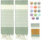 MOMOMUS Pack von 2 Fouta XL oder Strandhandtuch Baumwolle 100% - Saugfähig, Ultraweich, Kompakt - Ideal als Strandtuch, Hamamtuch und Saunahandtuch - Khaki, 90x180cm