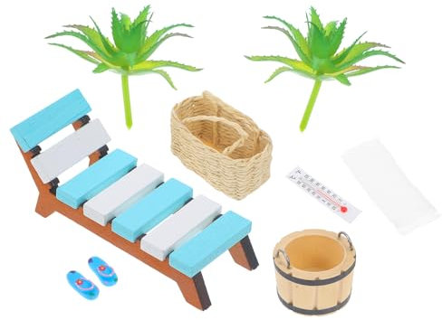 Miniatur Deko Strandbar Strandkorb: Mini-Stranddekorationen Strand Deko Miniatur Set für DIY Garten Puppenhaus Dekoration