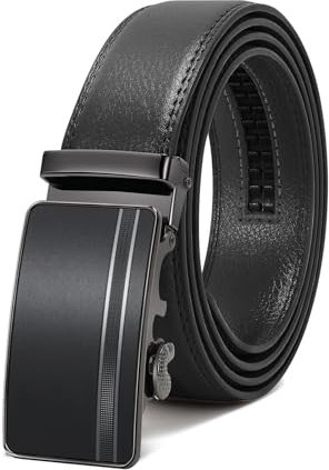 WERFORU Herrengürtel,Verstellbarer Leder-Ratschengürtel 3.5cm Passform,Herren Automatik Schnalle Gürtel für Anzug Jeans