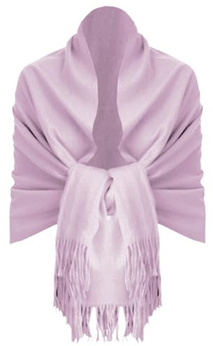 Van Der Rich ® - Eleganter einfarbiger Schal aus Wolle mit Fransen Warm und weich - Damen (Uni Rosa Heathered)