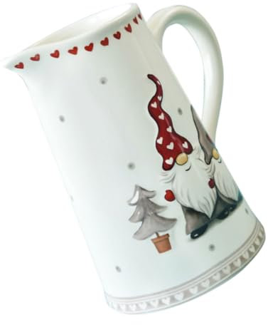 BUGUUYO Jarra de Cerámica de Gran Capacidad para Navidad sin Tapa con Asa en Relieve Portátil para Zumos