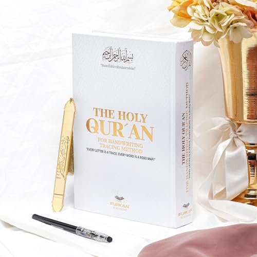 Schattierter Koran-Text mit vollständiger Nachverfolgung und Lesezeichen, ideales Buch zum Schreiben und Lernen von Koran-Text, Transparentpapier, beschreibbarer Koran, perfektes Ramadan, Eid, Umrah,