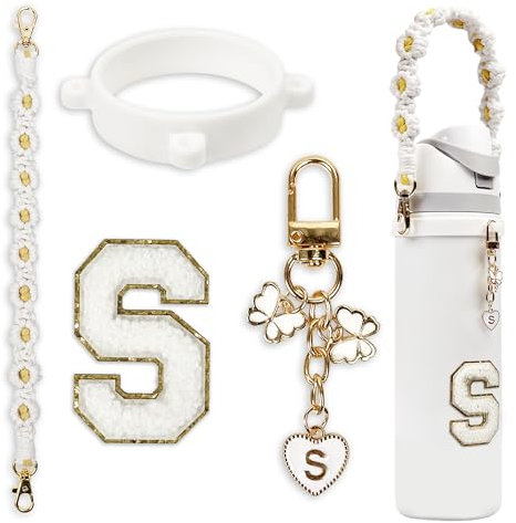 Cute Letter Charm Set Compatible with Owala Water Bottle 24oz 32oz 40oz Owala Kids Owala Coffee Mug Owala FreeSip Includes Grip Tape for Owala & Stanley Cup Accessories