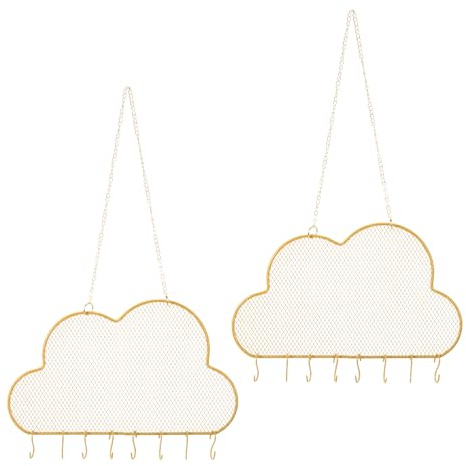 PATIKIL 2 Ensemble Porte-Boucles D'Oreilles Mural, Porte-Collier Suspendu Organisateur de Bijoux Mural avec 16 Crochets pour Boucles D'Oreilles Collier Bijoux Décoration Murale, Nuages