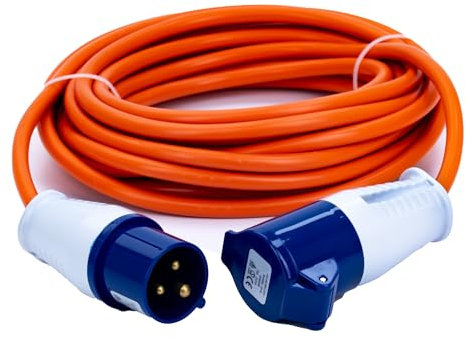 Status Cable de extensión resistente de 10 metros, cable de núcleo de 2,5 mm, 16 A, 230 V, clasificación IP44 para camping, caravana, autocaravana o uso en el sitio, carrete eléctrico resistente a la
