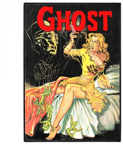 Ghost Heavy Metal Horror Backpatch | Large 24cm x 34cm Patch for Jackets, Coats and Vests | Punk & Rockabilly Style | Vintage 1950's Comic Book Iron On Back Patches by Concrete Schoolyard