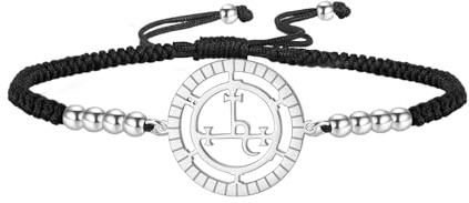 EUEAVAN Sigil of Lilith Armband Hekate-Fußkettchen Handgefertigtes geflochtenes Seil Glücksbringer Rote Schnur Gothic-Amulett Dreifache Mondgöttin Schmuck Heidnische Hexerei Geschenk