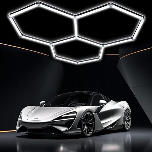 simdennr Hexagon LED Garage Lights, Hexagon Led Ceiling Light, 6500K Super Bright Honeycomb Garage Light Fixture, for Workshop, Warehouse, Car Detailing Shop, Exhibition Hall, Gym (3 HEX(15 Packs))