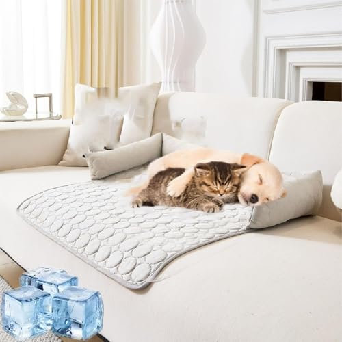 Kühlendes Sofabett, Kühlendes Hundebett, Wasserdichter Couchbezug, waschbar, rutschfeste Unterseite, Hundecouchbett für Sofa, Boden, Auto (Grey,M(70 * 70CM))