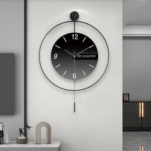 HAMON Wanduhr Groß Modern,70cm Moderne Wanduhr mit Pendel,Dekorative für das Minimalistisches Design Quartz Lautlos wanduhren für Wohnzimmer,Küche,Büro,Schlafzimmer ﻿