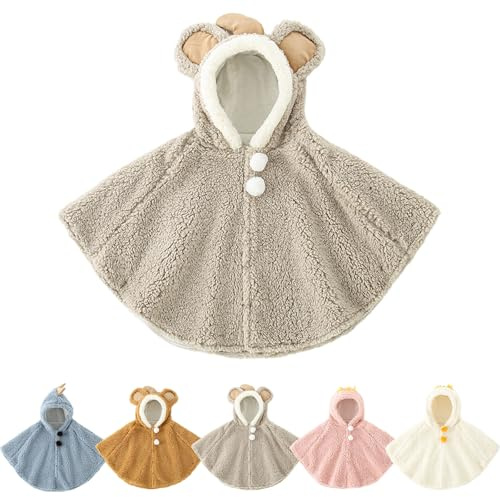 Risipu Poncho Baby Cap à Capuche Heiß Mignon Coupe-Vent Winter Herbst Außenbekleidung Heiß Châle für Kind 0-3 Jahre Mantel Weich und heiß für Kinderwagen Auto Ausgang
