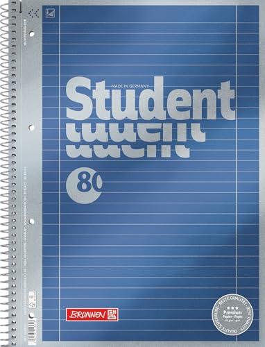 BRUNNEN Collegeblock Premium Student | A4, Lineatur 27, 80 Blatt, blau