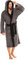aqua-textil Sylt Accappatoio con Cappuccio Bicolore Lungo Tasche Applicate Cuciture Decorative Donna Uomo Unisex Puro Cotone XXL Grigio Antracite Nero