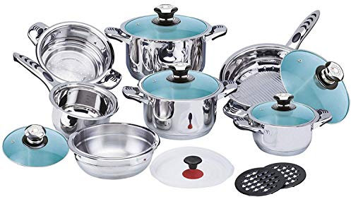 RL 16 TLG. Stainless steel pot set pots cooking pot pot set pans cookware (glass lid).