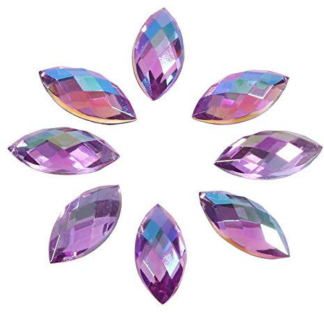 500 Stücke AB Acryl Kristalle, 7 * 15mm Cristall Flatback Strasssteine, Wassertropfen Kristall Acryl Spezialeffekte Edelsteine für DIY Dekorationen(Lila)