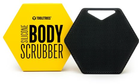 TOOLETRIES Gommage corps – Exfolie et nettoie en profondeur – Accessoire douche et salle de bain silicone, poils sur mesure, poignées ergonomiques – Anthracite