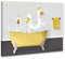 Genius Decor - Kunstdruck auf Leinwand Enten Bathing Enten Wanddekoration Badezimmer Gelb Grau Tier Dusche in Badewanne