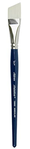 Silver Brush Limited Bristlon Angle Oil and Acrylic Brush, Size 3/4 in | Short Handle, Stiff Fine Point Synthetic Bristle, Lightly Textured Strokes Sharp-edged, Shading, Blending, Tabletop Painting