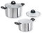 Genius Cerafit Steel Kochtopf-Set 20cm (3,6l) + 24cm (6l) mit Glasdeckel - Edelstahl-Topf beschichtet | Nudeltopf für alle Herdarten & Induktion | Sandwichboden mit Aluminiumkern