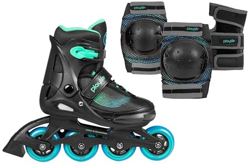 Playlife Inline Skates Joker Blue Sky Combo, größenverstellbar, Schwarz/Blau, für Kinder, ABEC 5 Kugellager, art. nr.: 880327