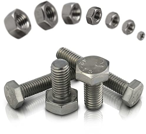 PROTECH 100 Stück Sechskantschrauben M6x20 mit Muttern M6 DIN 934 Sechskant Schrauben DIN 933 Set Edelstahl Gewindeschrauben A2 Sechskantmutter