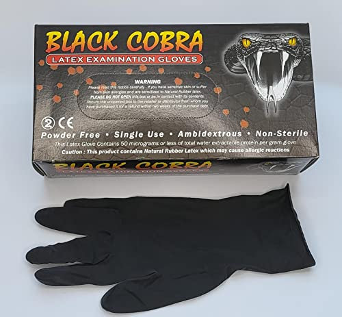 Dr. One Schwarze Latex-Puderfreie Untersuchungshandschuhe 100 Stück Einmalhandschuhe medizinische Latex, ungepudert, reißfest Latexhandschuhe Einweghandschuhe in Größe S, M, L erhältlich (Medium)