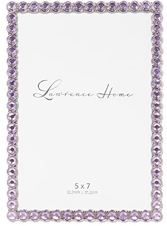 Lawrence Marco de metal plateado brillante de 5 x 7 pulgadas, lila brillante