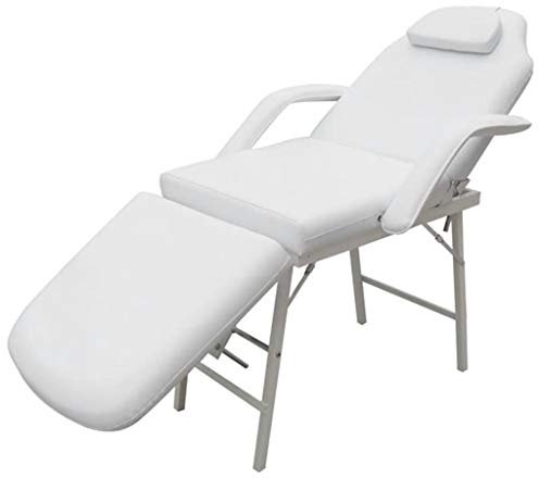 MOONAIRY Kosmetikstuhl Tragbar, Massagestuhl, Kosmetik Liege, Tantra Liege, Behandlungsliege, Pediküre Stuhl, Fusspflege Stuhl, Bett Für Wimpernverlängerung, Kunstleder 185×78×76 cm Weiß