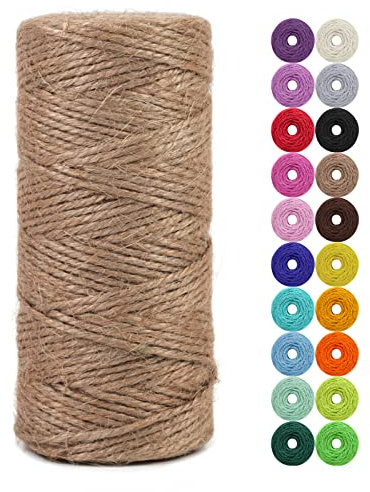 LEREATI Spago Juta 2mm x 100m, Spago per Orto, Filo Juta Corda Canapa Colorato Naturale, 3 Strati Corda Iuta per Giardinaggio, Fiorai, Artigianato Fai-da-Te, Decorazioni Natalizie (Marrone)