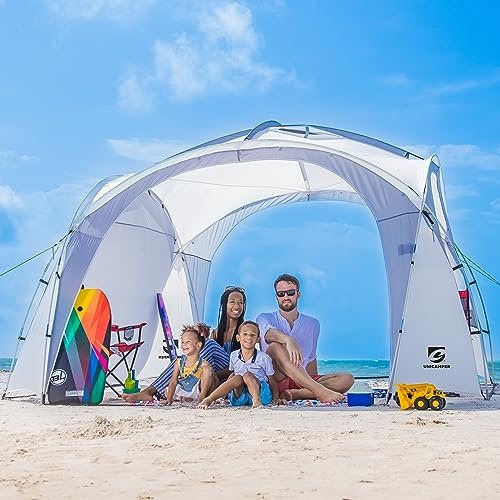 UNICAMPER 3,6 x 3,6 m Strandzelt, Sonnenschutz, perfekt für Strand, Camping oder Hinterhof, leichtes Strandschatten-Design bietet einfachen Aufbau und LSF 50+ Schutz, das perfekte Strandzelt für Ihre