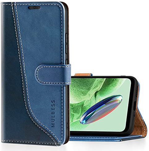 Mulbess für Xiaomi Redmi Note 12 Hülle, Handyülle Leder mit Kartenfach, Klapphülle mit Magnetverschluss, Flip Case Etui Handytasche Schutzhülle, Stilvoll Diamant Blau