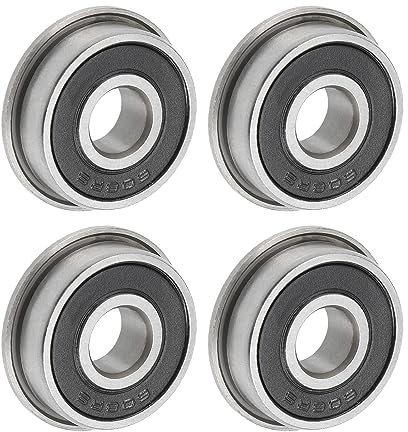 uxcell F608-2RS Flanged Ball Bearing 8x22x7mm Double Sealed Chrome Steel Flange Bearings, 4pcs