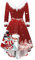 Weihnachtskleid Damen Rot Festkleider Langarm Weihnachtskleider Weihnachtsbaum-Druck Tunikakleid Mit Plüsch Vorne Kurz Und Hinten Lang Weihnachtskleidung Festlich Weihnachten Kleid Mutter Tochter
