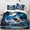 SMchwbc Wolf Bettwäsche 135x200cm Kinder Tier 3D Wolf Bettbezug Set Für Jugendliche, Wolf Bettwäsche-Set 3teilig Schwarz Blue Mit Reißverschluss (135 x 200 cm,3)