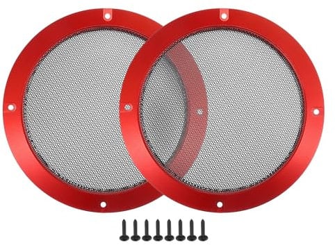 X AUTOHAUX 6.5 Car Speaker Grille Cover Mesh Round W/Screws Red Black - 2 Pcs
