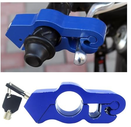 JNNJ Aluminium-Legierung Motorrad Lenkerschloss Universal, Motorradgriff-Sicherheitsschlösser Zur Sicherung Ihres Motorrads, Grip Security Locks Sportfahrräder(Blau)